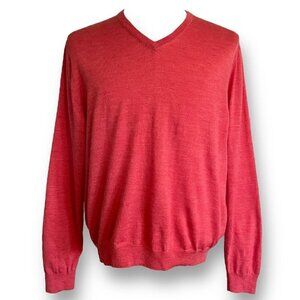 Bobby Jones Collection Mens Sweater Sz L Orange Extra Fine Merino Wool Golf